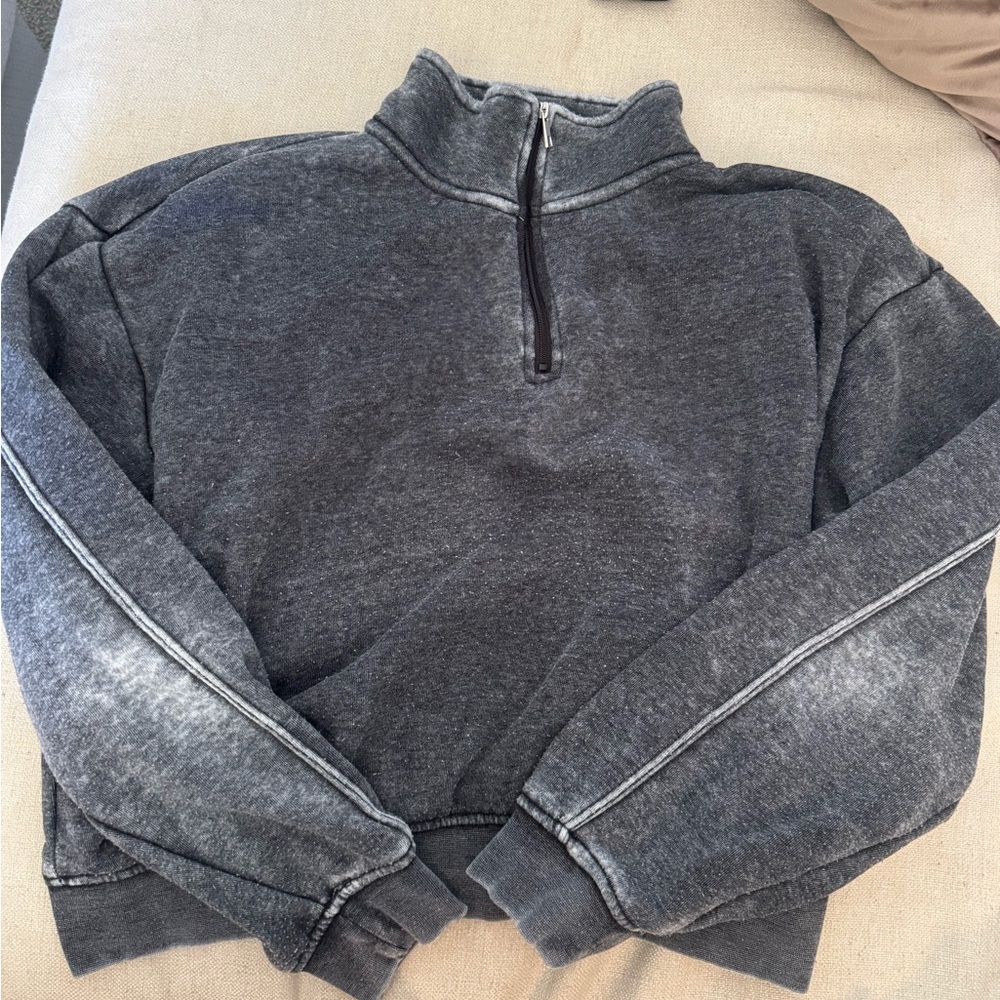 Women's Charcoal Zip-Up Sweater